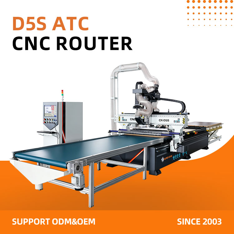 Furniture D5S Linear ATC CNC Router with Suspension feeding Table